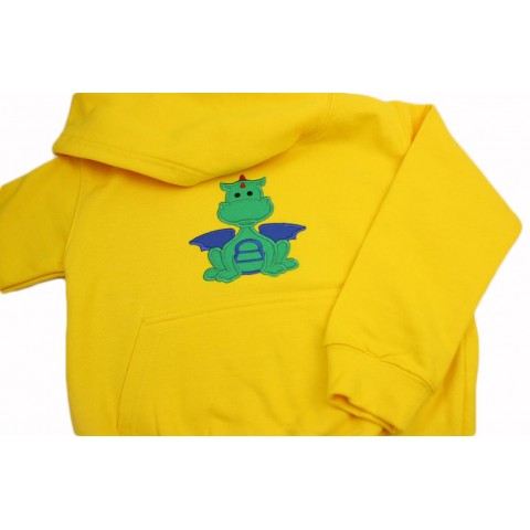 Cute Bright Boys Embroidered Dragon Applique Hoodie